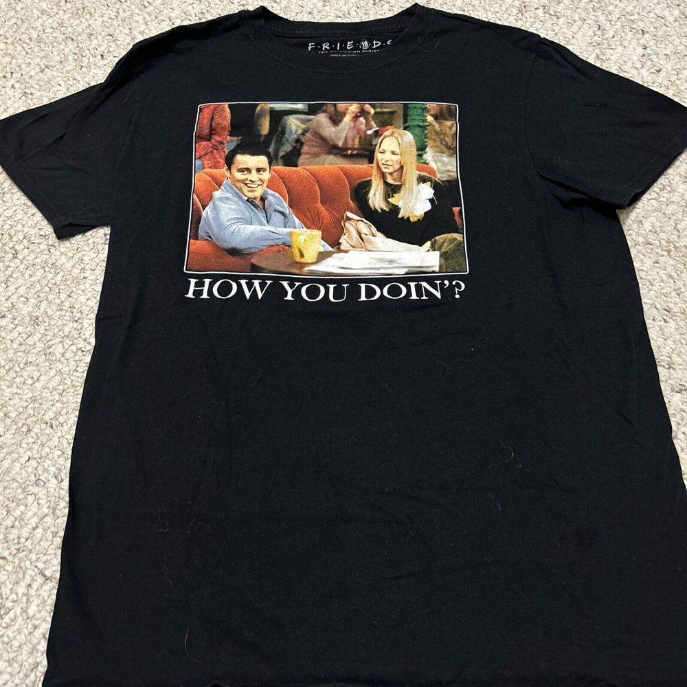 Friends TV Show Joey Phoebe‎ How You Doin Graphic Tee Black Medium T-Shirt